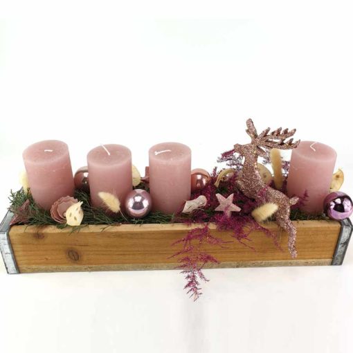 Adventzeile Holz rosa